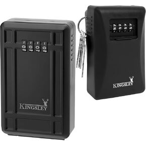 Kingsley Key Realtor Lock Box - Guard-a-Key, Secure Weatherproof Key Box Wall Mount for Indoors and Outdoors, 4 Digit Resettable Combination Code, Large Capacity for Storing Spare Keys