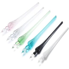 Leadigol 6PCS Vintage Glass Dipping Pen, Handmade Glass Dip Pen, High Borosilicate Crystal Dip Pen Glass Signature Pen, Signature Calligraphy Fountain Pen