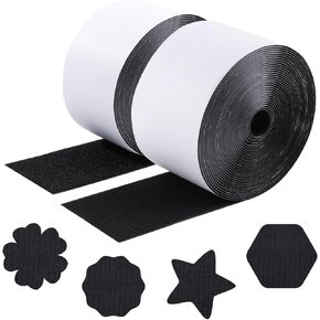 4In*32Ft Black Self Adhesive Strips,Nylon Heavy Duty Hook and Loop Tape Strips,Upgraded Velc Strips with Adhesive Keep Couch Cushions from Sliding,Non Slip Rug Grippers for Wall Decor Tool Hanging