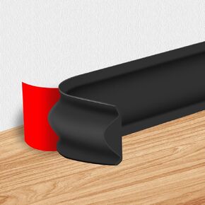 Flexible Molding Trim,White Self Adhesive Wall Trim Mini Peel and Stick Rubber Trim Molding for Floor, Bathroom,Walls,Kitchen,Countertop Home Decoration (Black(118inch))