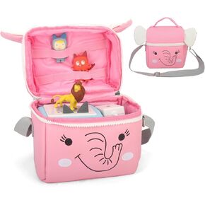 Carrying Case for Toniebox - Tonie Figures Storage & Organizer with Shoulder Strap, Charging Station Bag (Pink)