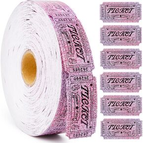 1000 Raffle Tickets, Pink Single Roll Tickets for Events, Carnivals, Entry, Class Reward, Wedding Parties, Fundraiser & Prizes, 1000 Tickets per Roll, Size 1 x 2 Inch