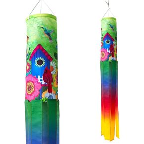 Spring Birds Windsock Durable Outdoor Hanging, 40 Inch Seasonal Farmhouse Yard Garden Outside Decoration