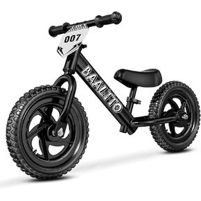 Toddler Balance Bike 2 Year Old,Age 2 to 5 Years, 12-Inch Kids Bike with Customizable Plate (Includes 3 Sets of Stickers), Steady Balance,Suitable for 2-3 Boys Girls(Black)