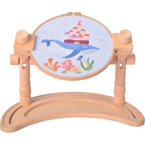 Multifunctional Embroidery Hoop Stand, Rotated Adjustable Embroidery Frame Stand Cross Stitch Stand, Beech Wood Embroidery Hoop Holder for Arts Crafts Sewing Needlework