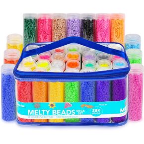 Darice Fuse Beads Kit – 28,000 Assorted Melty Iron Beads Bulk Set with Storage Case - 28 Colors in Reusable Bottles, DIY Art Craft Supplies for Kids Creative Projects Ages 6+