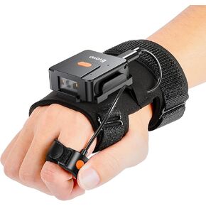 Eyoyo 1D 2D Glove Wearable Ring Bluetooth Barcode Scanner, Left & Right Hand Wearable, Finger Trigger Portable Wireless QR Code Scanner Bar Code Reader Compatible with iPhone iPad Android Tablet