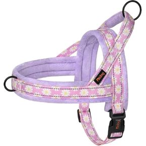 Didog No Pull Dog Harness with Soft Padded, Easy Walk Dog Harness with Quick Release Buckle, Adjustable & Reflective Pet Harness with Soft Padded for Medium Dogs (M:Chest 22-26", Pink)