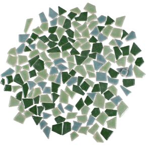 200g Ceramic Mosaic Tiles Colorful Irregular Broken Porcelain Tiles Crystal Mosaic Glass Pieces for DIY Crafts Plates Flowerpots Handmade Home Decor Green