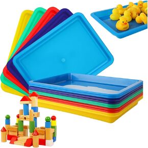 20 Pack Plastic Art Trays 5 Colors Activity Plastic Tray Multicolor Sensory Tray Sand Tray Serving Trays for Crafts Organizer, Home School DIY Projects, Painting, Beads