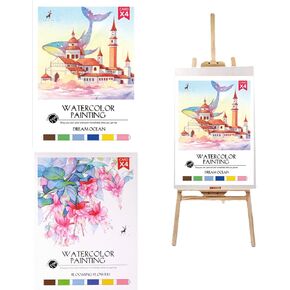 2 Pack Water Coloring Book,DIY Adult Watercolor Painting Book,Watercolor Book with Color Powder Doodle Pad Coloring Book Art Craft Gift for Children,Suitable for Teenagers Adult Beginners（Encounter）
