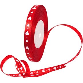 Honbay 50 Yards Red Love Heart Ribbon Valentine's Day Gifts Ribbon for Crafts Flowers Birthday Wedding and Valentine Day Decoration (10mm)