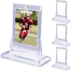 4ct Magnetic Card Holders for Trading Cards, 35pt Acrylic Baseball Card Holders with 4 Card Stands Card Protector Hard Plastic Fit for MTG and Sport Cards (4)