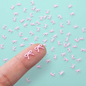 Foilswirl 200 Pcs Bow Decorations for Party Mini Bows for Crafts Resin 0.2 Inch White Pink Embellishments Small Coquette Birthday Party Ornaments for DIY Bridal Shower Wedding Favors(Light Pink)