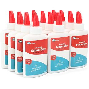 (12 Pack) White Glue School Glue Bottle for Slime Washable Craft Kids Glue No-Run Non-Toxic 4 oz, School Supplies - by Enday