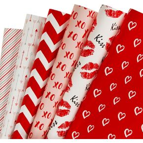 WRAPAHOLIC Wrapping Paper Sheet - Red and Pink Design for Wedding, Valentine's Day, Birthday, Holiday, Baby Shower - 1 Roll Contains 6 Sheets - 17.5 inch X 39.3 inch Per Sheet