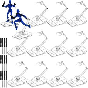 12 Pack Action Figure Stand Model Support Stand Clear Assembly Doll Accessories Action Figure Display Holder Base with Screwdriver Compatible with Gundam Hg/rg 1/144 (Geometry)