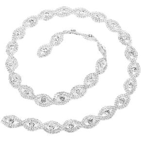 Hilitand 1yard Rhinestone Chain Sparkling Ribbon Claw Chain DIY Decor 1.5cm Wide Belt Headwear Collar Sewing Accessories (Silver White Rhinestone) Rhinestone Trim