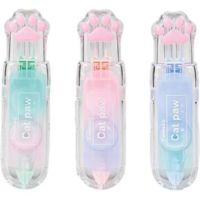 3Pcs White Out Correction Tape Cute Retractable Correction Tape Kawaii Cat Paw Correction Tape for Women Girl School Office Supplies (3Pcs Cat Paw)