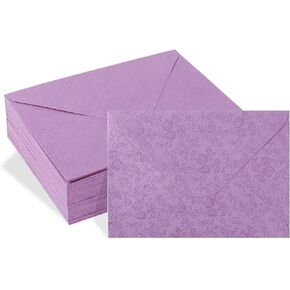 100 Pack A6 Envelopes 6.5 x 4.5", Flower Pattern A6 Invitation Envelopes for 4x6 Cards, Photos, Invitations, Weddings, Baby Shower, Birthday, Announcements (Purple)