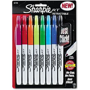 Sharpie 32730PP Retractable Permanent Markers, Fine Point, Assorted, 8/Set