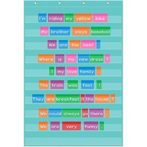 Green Standard Pocket Chart 28 x 43 Inches Transparent 10 Pocket Charts for Word Walls Letter Cards Sentence Strips School Classroom Supplies Home Back to School Teacher Gifts