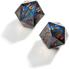 2pcs polyhedral dice d20 dice 22mm resin 20 swide dice dice for rpg mtg dnd dice table games (Black Green)