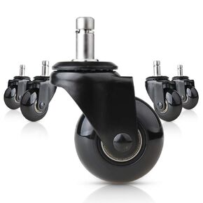 Office Chair Caster Wheels,Office Chair Replacement Wheels,Heavy Duty&Safe for Floors,Smooth&Silent Rolling Rubber Chair Desk Caster Wheels,Universal Fit Plug in Set of 5 (Black, 2 Inch-Plug in)