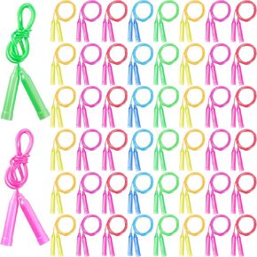 50 PCS Kids Jump Jump Rope Set ، حبال تخطي ملونة للأطفال ، حبال القفز البلاستيكية 7.3 قدم ، حبل تخطي قابل للتعديل ، حبال القفز للأطفال تفضلات التمرين في الهواء الطلق نشاط اللياقة البدنية