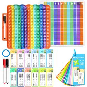 Multiplication Flash Cards + Pop Fidget Multiplication Chart, Times Table Educational Flashcard 3rd Grade, 4th, 5th, 6th Grade