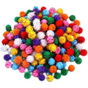 Gshllo 100 PCS 2.5 سم كرات بوم بوم ملونة زهرة الحرف بوم بومس كرات عيد الميلاد ناعمة غامضة بومس بريق صغير لصي