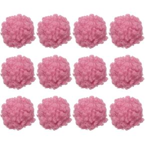 PATIKIL 12 Pcs Crafts Pom Poms Balls, 4-5cm (1.5-1.9Inch) Yarn Pom Poms Big Puff Ball with Elastic Loop for Keychain Knitting Hats DIY Arts Crafts Projects Home Decorations, Pink