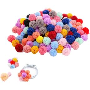ArrErr 60 Pack 1/2 inch Assorted Pompoms Mesh Lace Bouquet Small Pom Poms Craft Pompoms Balls for Arts and Crafts DIY Projects Pom Pom Hair Ties Pompom Hair Clips Hairpins Elastics