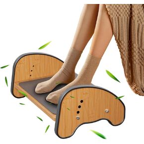 Rocking Foot Rest for Under Desk at Work - 3 Adjustable Heights Wooden Office Footrest, Two Mode of Use Foot Stools with Large Anti-Slip Surface, Ergonomic Foot Stool for Home Office Gaming
