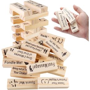 Super Naughty Block Tower Game, Valentine Tumbling Tower Stacking Blocks Game, Couple Activities & Date Night Ideas, Wooden Naughty Date Night Ideas for Adults Night