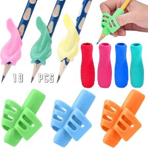 Pencil Grips for Kids Handwriting,10 Pack Silicone Pencil Grippers Holder Posture Correction for Preschooler Training, Pen Writing Aid Tool for Preschooler Kids Students (10 Pcs-Multicolor)