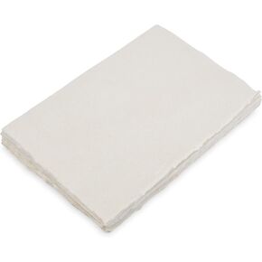 TYH Supplies Watercolor Handmade Paper Sheets - 50 Count - Off White - 200 GSM - Rough Thick Deckled Edge Textured Paper for Painting Drawing and Invitations - 4 x 6 Inch Made with Recycled Cotton