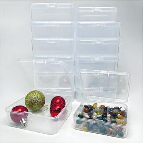 Small Bead Organizers-24 Pieces Jewelry Organizers and Storage Plastic Storage Cases Mini Clear Bead Storage Containers Transparent Boxes with Hinged Lid and Rectangle Clear Craft Supply Case