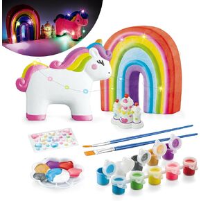 Yolscue Paint Your Own Unicorn and Rainbow Art Set,DIY Night Light,Painting Kit for Kids Ages 4-8,Arts and Crafts for Kids Ages 8-12,Best Birthday Unicorns Gift for Teens Girls Boys Age 3 4 5 6 7 8+