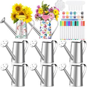 reallnaive 6 مجموعة DIY زهرة البستنة مجموعة المعادن الأواني النضرة سقي الطلاء يمكن المزارعون جاهزين لطلاء الأواني النباتية أواني زهرة غير مصبوغة بشكل كبير جاهزة للطلاء للفصول الدراسية in Kuwait