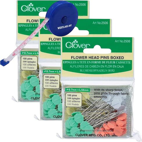 Flat Head Pins, 1.28 Oz, (300 Pins Total) 3-Pack, Bundle with Fabric Measuring Tape, 54Mm Steel Flat Flower Head Pins for Quilting, Sewing & Crafting (Pack of 3) in Saudi Arabia