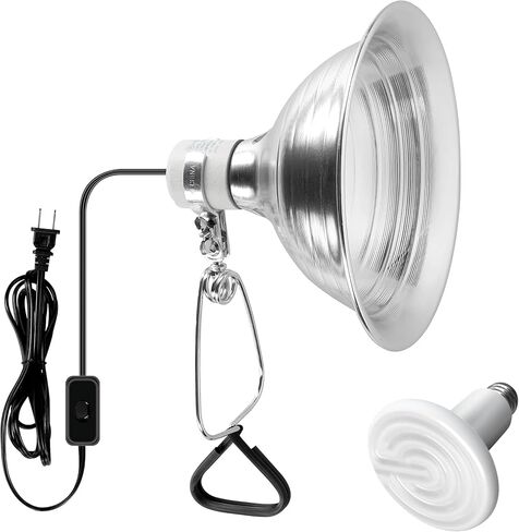 Simple Deluxe 150W Reptile Heat Bulb and 8.5 inch Clamp Light, 40-108℉ Digital Thermostat Controller and Thermometer Included, for Amphibian Pet & Incubating Chicken, Silver in Saudi Arabia
