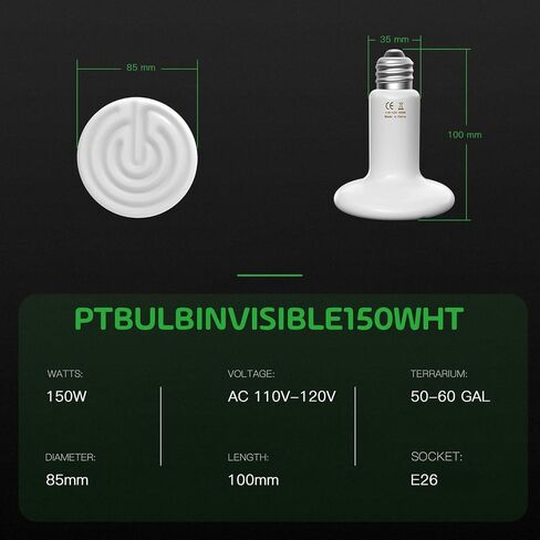 Simple Deluxe 150W Reptile Heat Bulb and 8.5 inch Clamp Light, 40-108℉ Digital Thermostat Controller and Thermometer Included, for Amphibian Pet & Incubating Chicken, Silver in Saudi Arabia