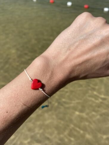 Lucky Charm String Bracelet - Adjustable String and Love Heart Charm Bracelet - Friendship, Protection, and Good Luck Jewelry (White, Heart) Wish Bracelet for someone special in Kuwait