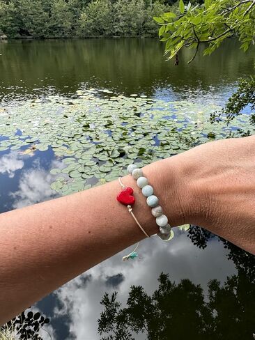 Lucky Charm String Bracelet - Adjustable String and Love Heart Charm Bracelet - Friendship, Protection, and Good Luck Jewelry (White, Heart) Wish Bracelet for someone special in Kuwait