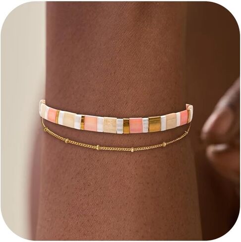 Tila Tile Beaded Bracelet for Women Boho Bracelets Jewelry Gifts Stackable Stretch Bracelets Gold Bracelet Stack Cute Jewelry Stocking Stuffers for Women in Saudi Arabia
