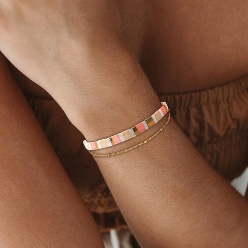 Tila Tile Beaded Bracelet for Women Boho Bracelets Jewelry Gifts Stackable Stretch Bracelets Gold Bracelet Stack Cute Jewelry Stocking Stuffers for Women in Saudi Arabia