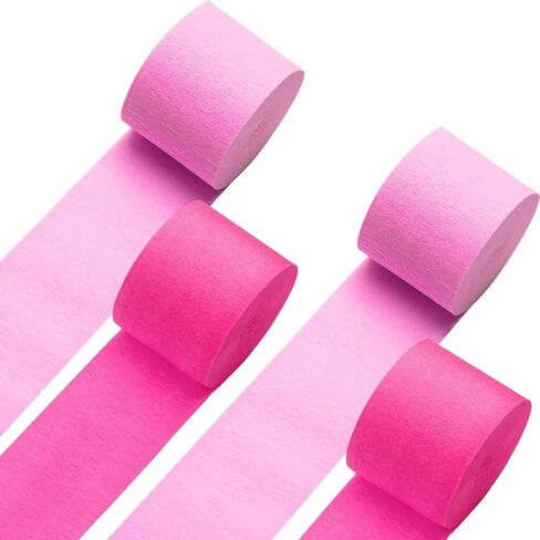 Crepe Paper Streamers 4Rolls 328ft, Pink and Hot Pink Party Streamers for Birthday Party Decorations, Wedding Decorations Crepe Paper for Baby Shower Party Decorations in Saudi Arabia