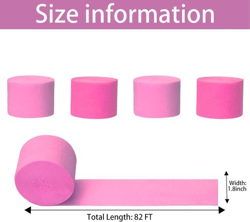 Crepe Paper Streamers 4Rolls 328ft, Pink and Hot Pink Party Streamers for Birthday Party Decorations, Wedding Decorations Crepe Paper for Baby Shower Party Decorations in Saudi Arabia