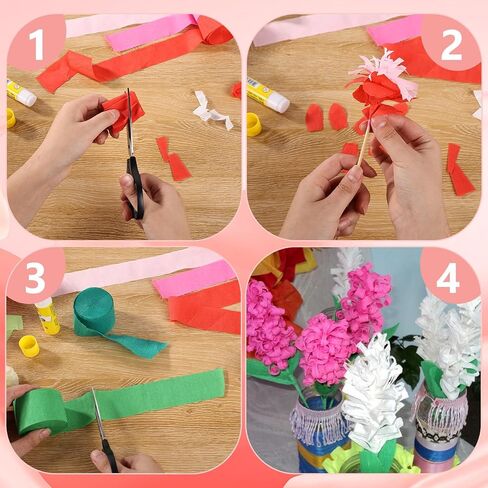 Crepe Paper Streamers 4Rolls 328ft, Pink and Hot Pink Party Streamers for Birthday Party Decorations, Wedding Decorations Crepe Paper for Baby Shower Party Decorations in Saudi Arabia